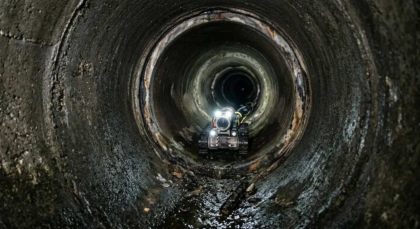 Robotic sewer camera inspecting pipe interior for Drain Snake Service in Evergreen